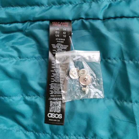 ASOS Hooded Fleece Lined Long Sleeve Size 10 Raincoat - Picture 10 of 15